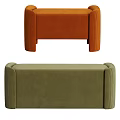 Modern Olive Green and Orange Corduroy Sofa Bench with Armrests and Long Design