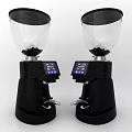 Modern Black Coffee Grinders As Kitchen Appliances With Transparent Hoppers And Digital Panels