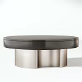 Modern Round Coffee Tables With Marble And Solid Color Tops On Metal Bases 3d model