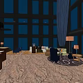 Modern Hotel Lobby Interior With Large Windows Decorative Mosaic Wall And Bar Counter Seating
