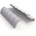 Gray Curved Architectural Components With Striped Surface For Building Design