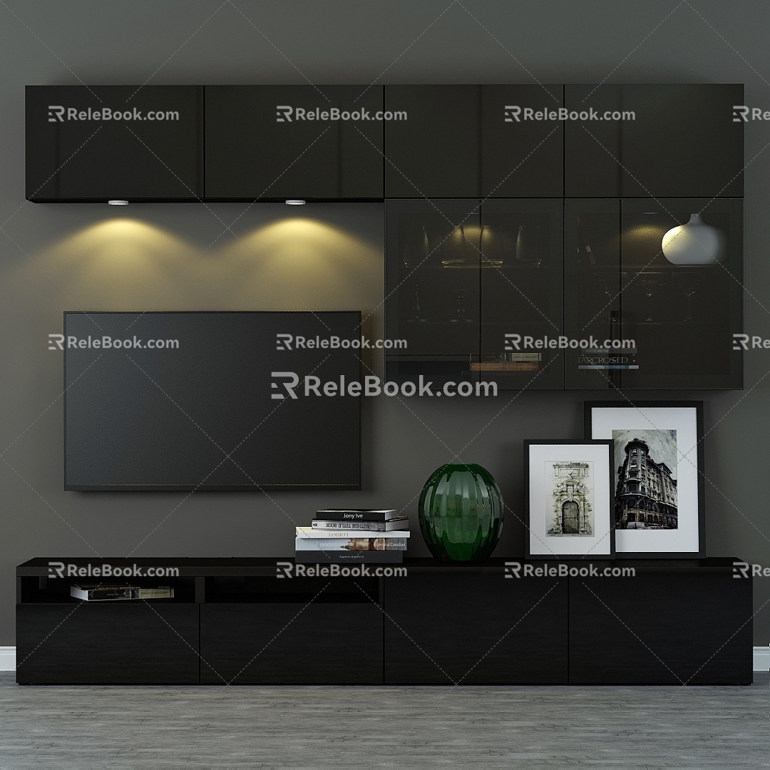 TV background cabinet 3d model