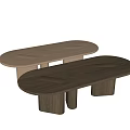 Modern Oval Dining Table With Light Gray Tabletop And Wooden Legs 3d model