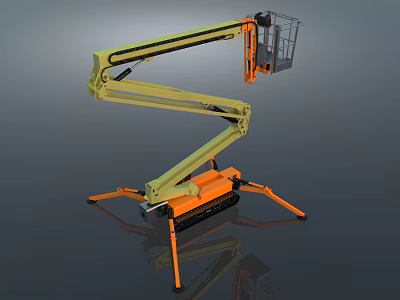 Industrial Articulating Boom Lift With Telescopic Arm Tracked Chassis And Work Basket 3d model