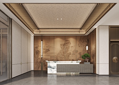 New Chinese Sales Office Reception Front Office 3d model