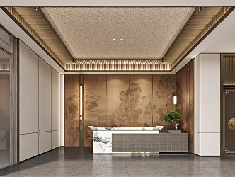 New Chinese Sales Office Reception Front Office 3d model