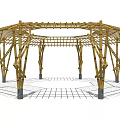 Octagonal Pergola Design With Metal Grid Frame and Central Circular Opening Architectural Structure View