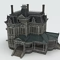Victorian Style Architecture With Gabled Roofs Chimneys And Intricate Verandas