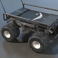 Black Functional Vehicle With Four Wheel Off Road Tires Top Platform And Antennas