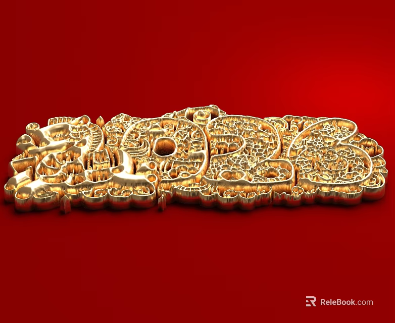 Golden Sofa Coffee Table Set With Intricate Carvings On Red Background 3d model 