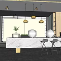 Modern Front Desk Office Lounge Water Bar Area 3d model
