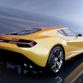 Yellow Sports Car With Sleek Exterior Design And Shiny Alloy Wheels On Blue Sky
