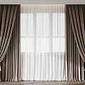 Dark Brown Heavy Curtains With White Sheer Tied Design Elegant Modern Window Decoration