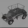 Vintage Military Off Road Vehicle With Metal Exterior And Roof Rack