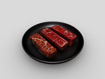 Raw Meat Pork Beef Plate Stainless Steel Plate Barbecue 3d model