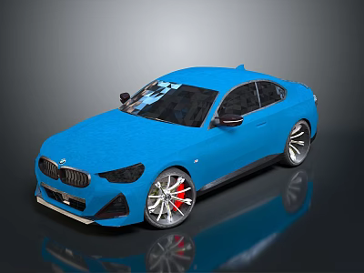 Blue BMW Coupe With Modern Sleek Body Silver Wheels And Red Brake Calipers 3d model