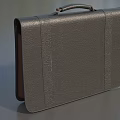 Classic Dark Gray Leather Briefcase with Top Handle and Front Straps for Business Professional