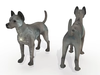 Grey Dog Model 3D Rendering With Front And Back View Design 3d model