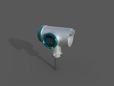 Industrial Digital Measuring Instrument With Silver Body Blue Display And Metal Stand 3d model
