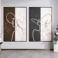 Abstract Line Art Female Figure Wall Decor In Modern Interior With Decorative Elements 3d model