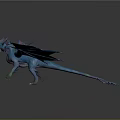 Game Movie Character Blue Purple Winged Spiked Dragon Detailed Design