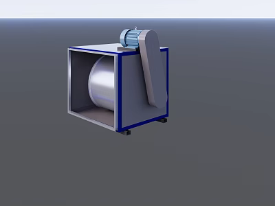 Industrial Fire Safety Equipment Square Casing Cylindrical Fan With Electric Motor 3d model