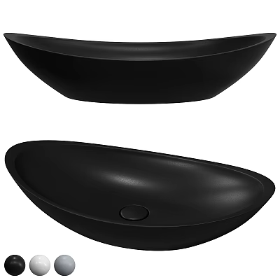 Sleek Black Oval Above Counter Washbasin For Modern Bathroom Decor 3d model