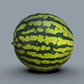 Single Whole Fresh Ripe Juicy Watermelon With Green Yellow Striped Exterior