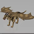 3D Dragon Creature Model with Brown Body Spotted Wings Purple Horns and Standing Stance