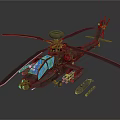 Gray Military Helicopter With Rotors Radar Dome Cockpit And Missiles