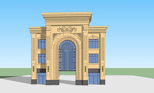 European gate entrance door head assembly 3d model