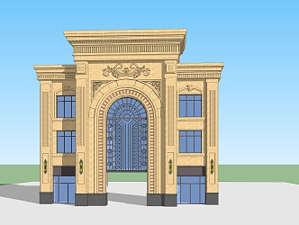 European gate entrance door head assembly 3d model