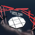Red Event Entrance Arch With I LOVE YOU For All My Life Hexagonal White Platform