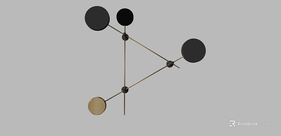 Modern Wall Lamp With Black and Gold Circular Geometric Design Elements for Interior Decor 3d model