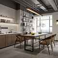 Modern Conference Room Interior Design With Long Table Brown Chairs Open Shelves And Large Windows