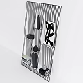 Modern Black Metal Frame Bookcase With Geometric Pattern Painting Books And Decorative Items