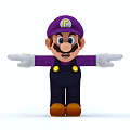 Cartoon Man In Purple Outfit With White P Logo On Hat And Outstretched Arms