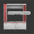 SharpShooter Industrial Equipment With Red And White Frame Mechanical Arm Part And Cabinet Base