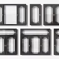 Black Frame Windows With Various Stylish Designs For Home Interior 3d model