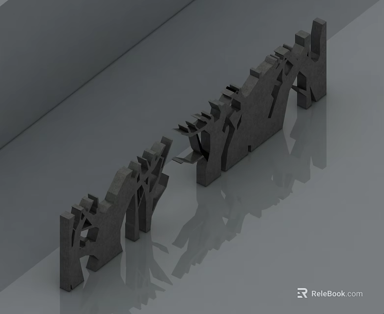 Modern Hinged Door Design With Grey Panel And Frame Structure 3d model