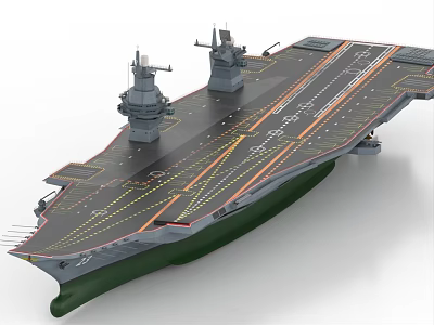Modern Large Aircraft Carrier With Flight Deck Yellow Markings And Island Structure 3d model