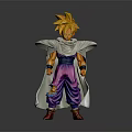 Goku Super Saiyan Action Figure With Golden Spiky Hair White Cape Purple Pants Red Boots