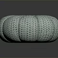 Light Green White Striped Round Pouf With Pleated Design For Home Living