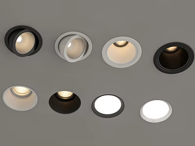 Modern Black and White Downlights and Spotlights Ceiling Mounted Sleek Design Various Styles 3d model
