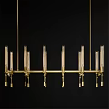 Modern Linear Brass Chandelier With Glass Tubes For Contemporary Interior Design