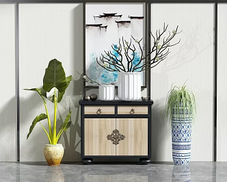 New Chinese-style Entrance Cabinet 3d model