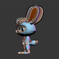 Cartoon Rabbit Characters Four Different Colored Standing On Black Background With Reflections 3d model