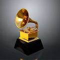 Golden Gramophone Trophy With Shiny Gold Finish Black Base And Classic Design