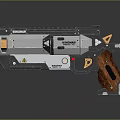 UNIGUN Futuristic Weapon With Metal Body Wooden Grip And Warning Sign Design Features