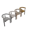 Modern Minimalist Single Chair With Dark Wooden Frame And Black White Patterned Cushion
